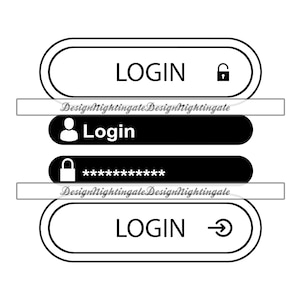 Login en wachtwoord SVG, login knop SVG, login teken pictogram SVG, login clipart, bestanden voor Cricut, gesneden bestanden voor silhouet, dxf, png, vector