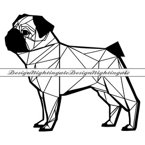 Origami Mops SVG, Geometrischer Mops SVG, Mops SVG, Origami Mops Clipart, Dateien für Cricut, Schnittdateien für Silhouette, Mops Dxf, Mops Png, Mops Vektor