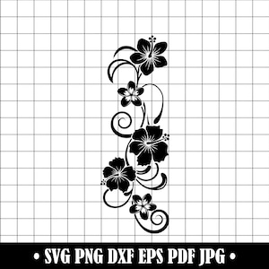 Hawaiian Flower #2 SVG, Hibiscus Floral Design PNG, Tropical Flower DXF, Swirl Flower Cut File for Cricut and Laser