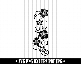 Hibiscus Flower Swirl SVG, Tropical Floral Cut File (Digital Download)