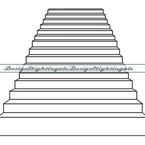 May include: A black and white line drawing of a set of stairs. The stairs are drawn in a simple, minimalist style.
