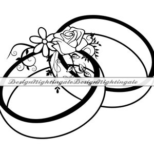 Kwiatowe Ślubne Obrączki Ślubne SVG, Ślub SVG, Pierścionek Zaręczynowy SVG, Clipart, Pliki Dla Cricut, Pliki Cięcia Dla Sylwetki, Dxf, Png, Wektor