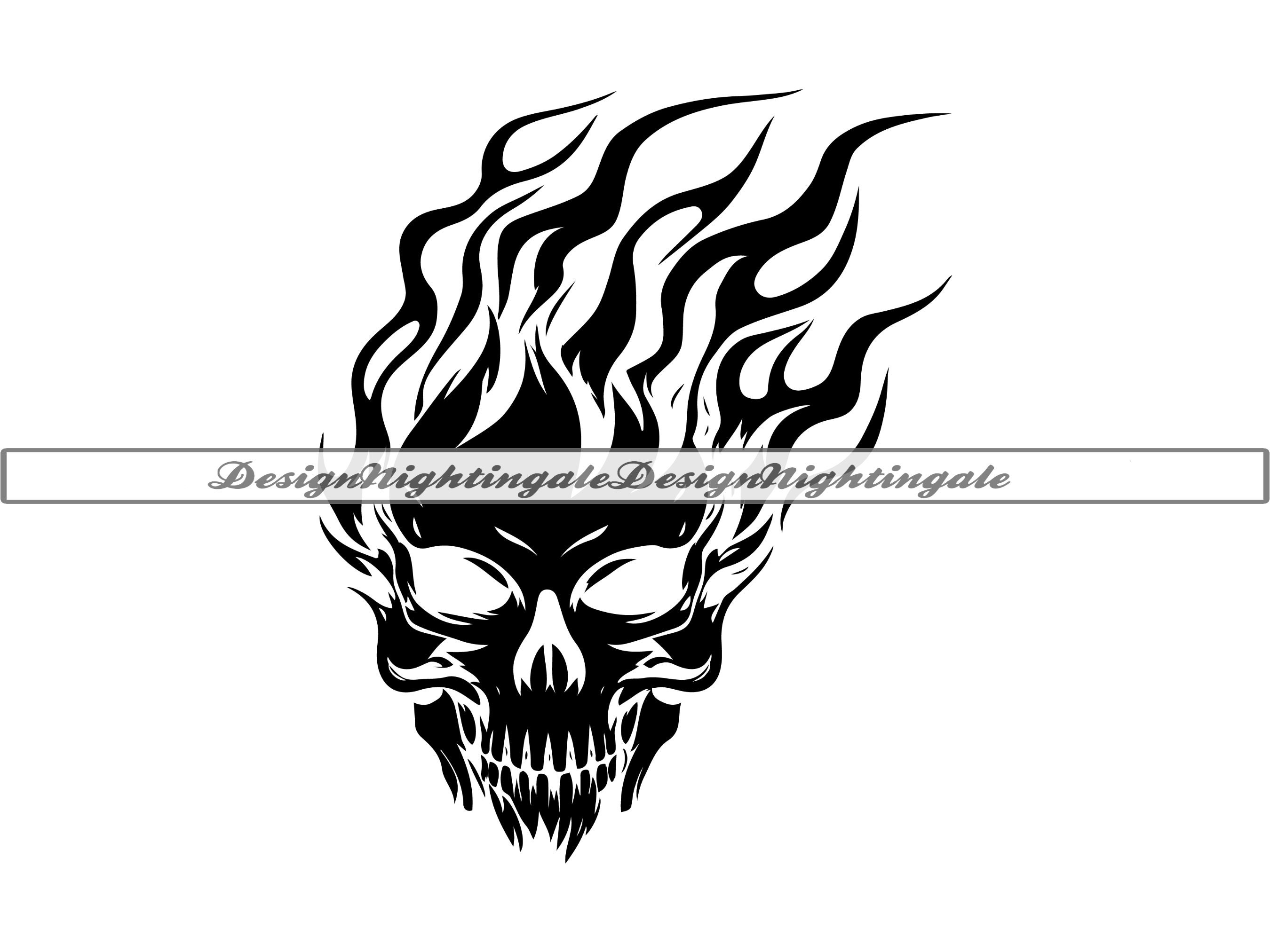 Flaming Skull SVG, Flaming Skull Clipart, Flaming Skull Files for