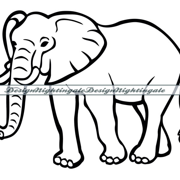 Elephant Outline SVG, Elephant SVG, Elephant Outline Clipart, Files For Cricut, Cut Files For Silhouette, Dxf, Png, Eps, Vector