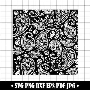 Motivo bandana Paisley, design retrò senza cuciture, file di taglio Western (SVG, PNG, DXF)