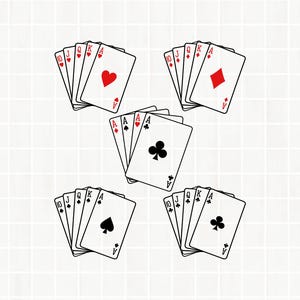 Playing Cards SVG, Royal Flush SVG, Aces Clipart, Poker Card Suits Cut File