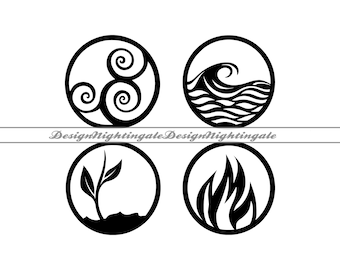 Four Elements Clipart, Nature SVG, Laser Cut Files (Digital Download)