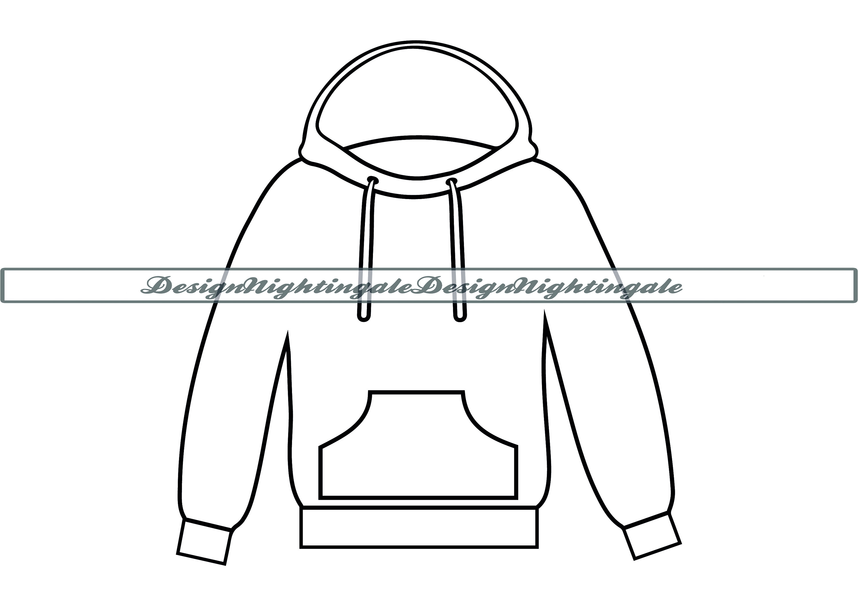Hoodie Outline SVG, Sweatshirt SVG, Hoodie Clipart, Files For Cricut, Hoodie Cut Files For Silhouette, Hoodie DXF, Png, Eps, Hoodie Vector