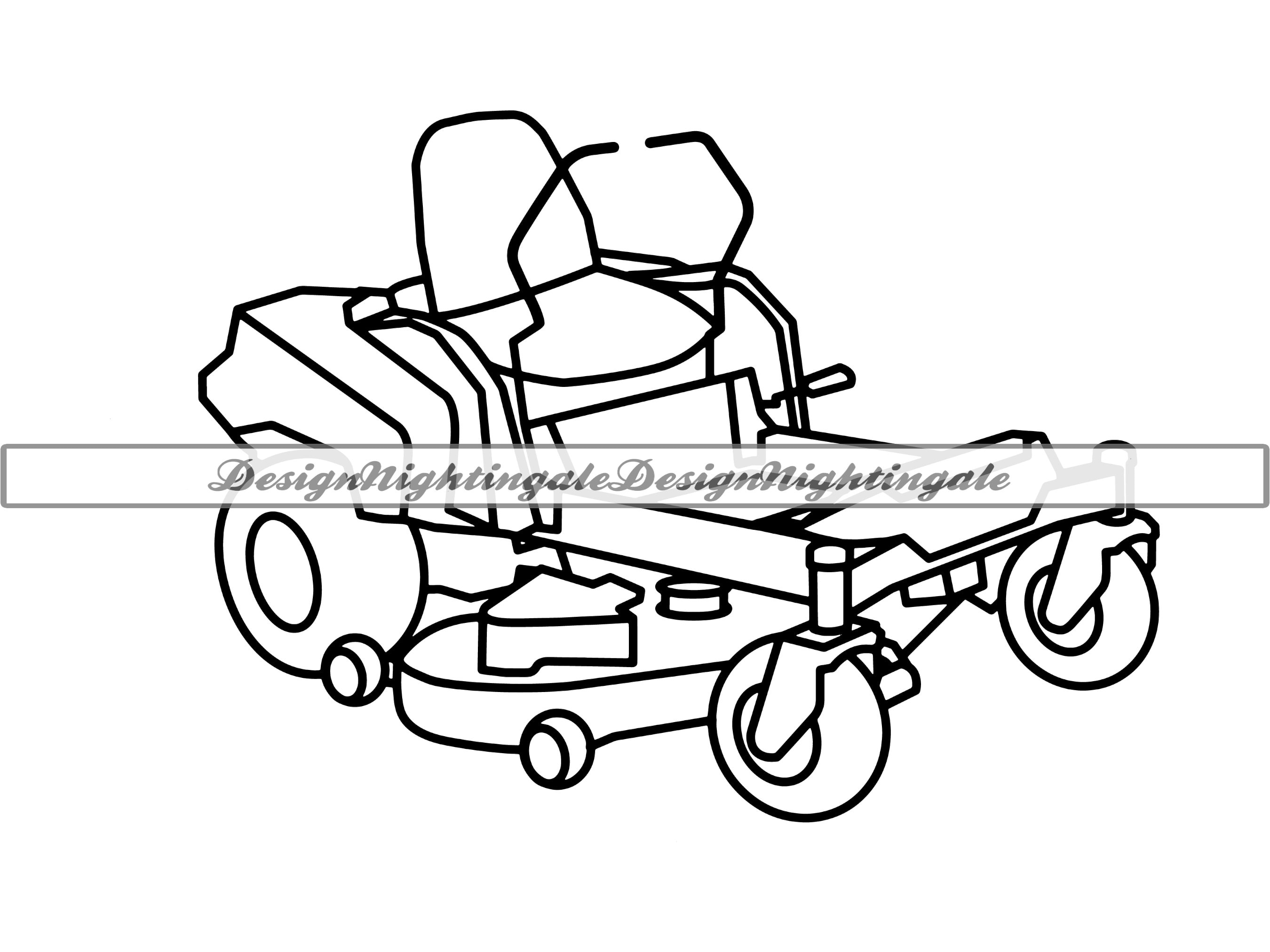 Zero Turn Lawn Mower Outline SVG Lawn Mower SVG Landscaping Etsy