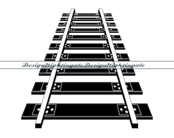 Railroad Tracks SVG, Train Clipart, Cricut Silhouette Cut Files (Digital Download)