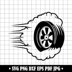 Tire in Smoke SVG, Burnout Tire SVG, Tire Svg, Car Svg, Tire Clipart, Tire Files For Cricut, Tire Cut Files For Silhouette, DXF, Png, Vector