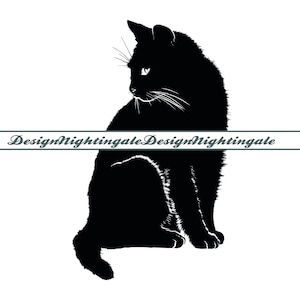 Chat noir SVG, SVG de chat mignon, chat SVG, Clipart chat noir, chat noir fichiers pour Cricut, chat noir couper des fichiers pour la silhouette, Dxf, Png, Eps, vecteur