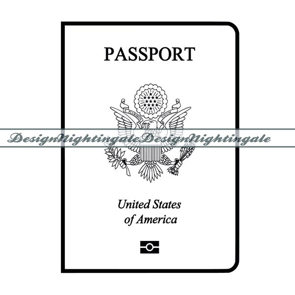 American Passport Outline SVG, US Passport Outline SVG, Passport Clipart, Files For Cricut, Cut Files For Silhouette, Dxf, Png, Eps, Vector