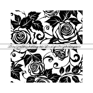 バラの模様 SVG PNG、バラの模様 SVG、花柄 SVG、バラのステンシル SVG、バラのタンブラー SVG、紙切り、レーザーカット、Cricut 用、カット ファイル