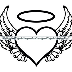 Angel Wings, Halo, Heart, Memory, Tattoo, SVG, PNG, Dxf, Eps, Pdf, Vector, Clipart, Files For Cricut, For Silhouette,Digital Files,Printable