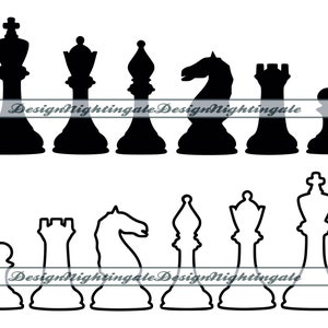 Chess piece svg set, silhouette bundle, PNG clip art, 22 Digital files By  DigitalPrintableMe