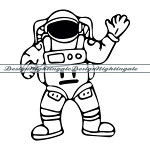 Astronauta n.° 2 SVG, Astronauta saludando SVG, Clipart de astronauta, Archivos de astronauta para Cricut, Archivos de corte de astronauta para Silhouette, Dxf, Png, Vector