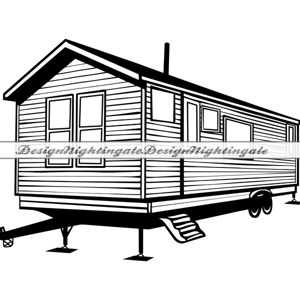 Mobile Home #2 SVG, Trailer Home SVG, Mobile Home Clipart, Mobile Home Files For Cricut, Mobile Home Cut Files For Silhouette, Dxf, Png, Eps