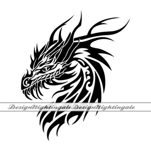 Dragon #2 SVG, Dragon Tattoo SVG, Dragon Clipart, Dragon Files For Cricut, Dragon Cut Files For Silhouette, Dxf,Dragon PNG,Dragon Vector,Eps