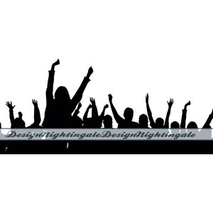 Multitud de personas animando n.º 3 SVG, audiencia de concierto SVG, festival SVG, concierto, clipart, archivos para Cricut, archivos de corte para Silhouette, Dxf, Png, Eps, Vector