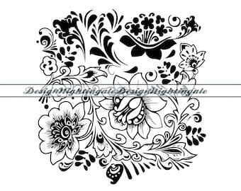 Tooled Leather Floral Vine Pattern SVG, PNG, DXF (Digital Files)