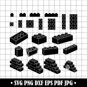 Byggklossar SVG-paket, leksaksklossar Clipart (digitala filer)