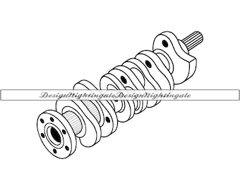 Crankshaft Vector Cut File, Engine Part Clipart (SVG, PNG, DXF)