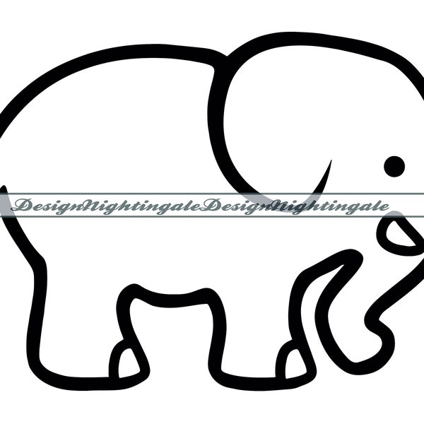 Elephant Outline #2 SVG, Elephant SVG, Elephant Outline Clipart, Files For Cricut, Cut Files For Silhouette, Dxf, Png, Eps, Vector