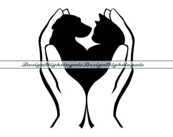 Hunde und Katzenliebhaber SVG, Tier Clip Art für Cricut, Silhouette (digitaler Download)