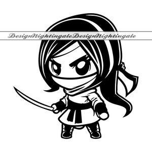 Ninja Girl #3 SVG, Ninja Mascot SVG, Ninja Kid SVG, Ninja Girl Clipart, File per Cricut, Ninja Girl File di taglio per Silhouette, Dxf, Png, Vettore