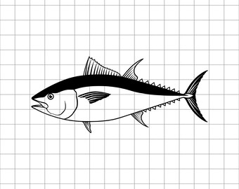 Atum-rabilho em SVG, PNG e DXF, arquivo de corte para pesca esportiva, decalque para barco de pesca