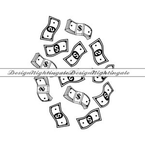 Es regnet Geld SVG, fallende Geld SVG, Banknoten SVG, Geld Clipart, Gelddateien für Cricut, Geldschnittdateien für Silhouette, Dxf, Png, Vektor