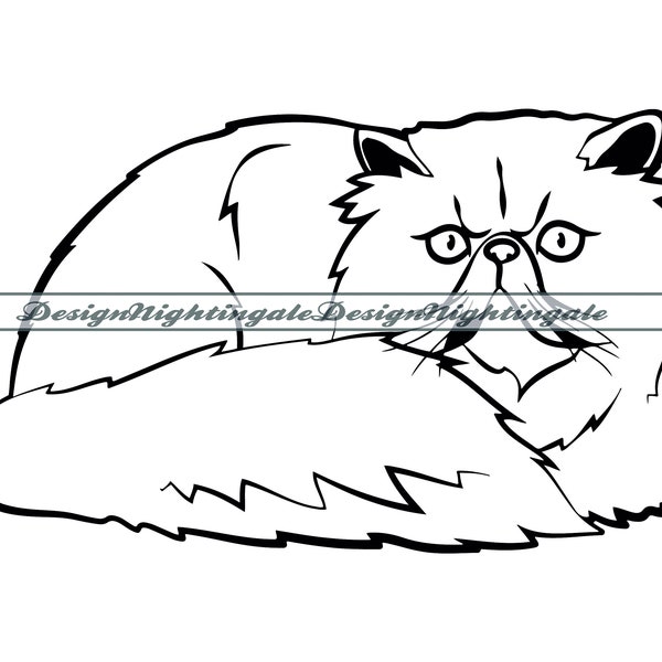 Persian Cat SVG, Persian Cat Clipart, Persian Cat Files For Cricut, Persian Cat Cut Files For Silhouette, Dxf, Persian Cat PNG, Eps, Vector