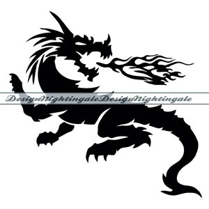 Drago sputafuoco n. 2 SVG, Drago SVG, Clipart di drago, File di drago per Cricut, File di taglio del drago per silhouette, Dxf, Png, Eps, Vettore