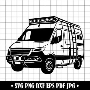 Camper SVG, Adventure Van PNG, Van Life Dxf, Camper Cut-bestand, Off Grid Camping Clipart, Van Silhouette voor Cricut en lasersnijden
