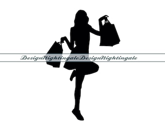 Shopping Woman SVG, Fashion Girl Clipart (Digital Files)