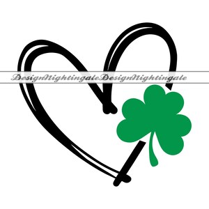 St. Patrick&#39;s Day Heart SVG, Shamrock SVG, St. Patrick&#39;s Day SVG, Irish Svg, Clover Svg, Lucky Svg, Files For Cricut, Cut Files, Png, Vector