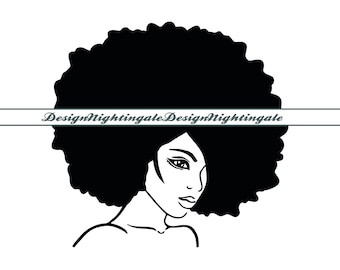 Afro Woman SVG, Curly Hair Clipart, Cricut Silhouette Cut Files