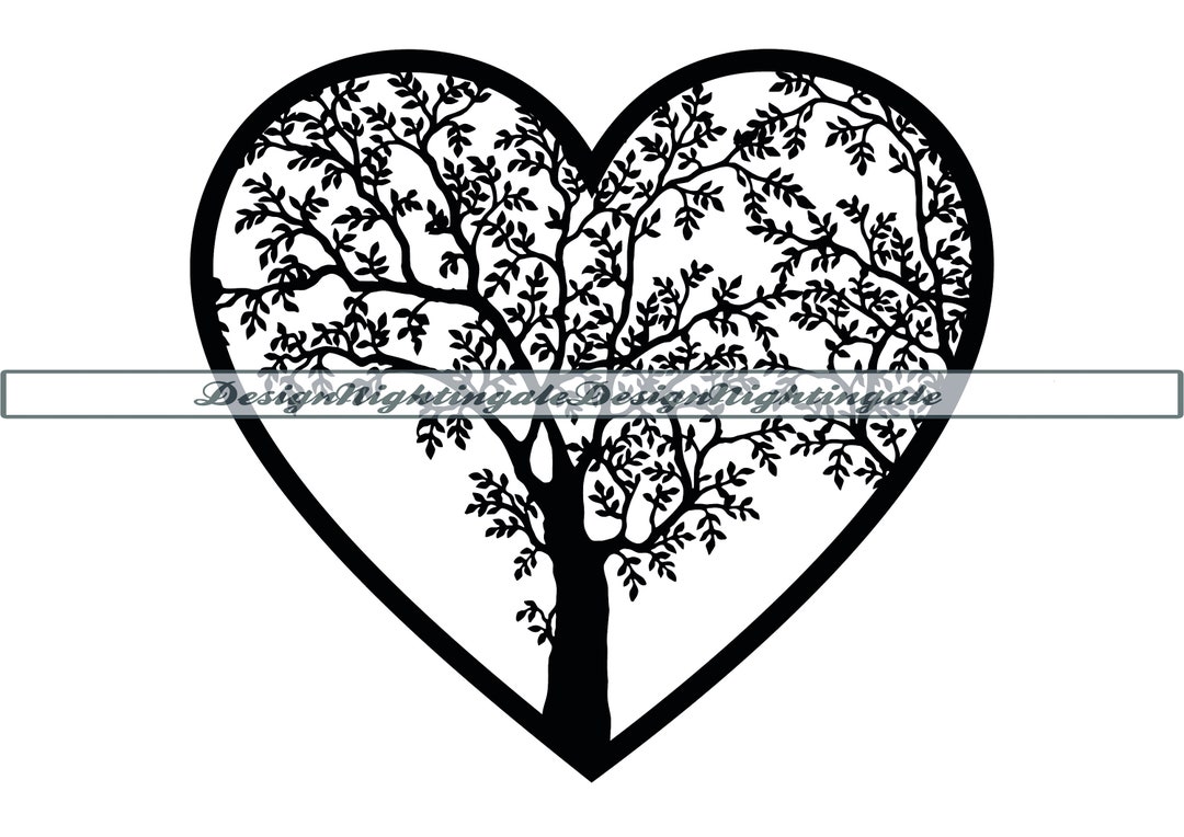 Herz Baum 2 SVG, Love Tree SVG, Baum mit Herz SVG, Herz Baum Clipart