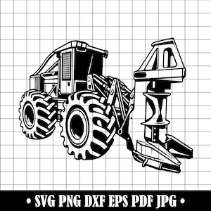 Feller Buncher SVG, Lumberjack Forest Machine PNG, Logging Clipart DXF, Tree Cutter Silhouette, Skidder Vector Cut File for Cricut