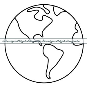 Earth Outline SVG, Globe Outline SVG, Planet Outline SVG, Earth Clipart, Earth Files For Cricut, Earth Cut Files, Silhouette, Dxf Png Eps