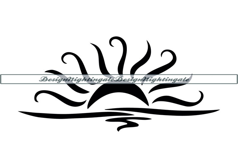 Sun Rise Dxf Sunrise Ocean Waves SVG, DXF, PNG, Clipart Cut Files (digital Download ...