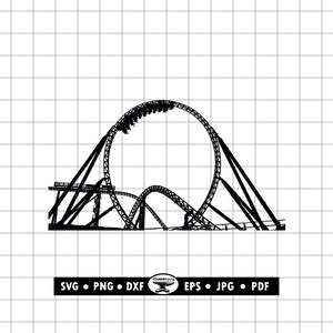 Roller Coaster SVG PNG DXF File, Amusement Park Cut File  (Digital Files) #3