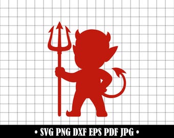 Little Devil Silhouette: Halloween Clipart SVG, PNG, EPS (Digital Files)