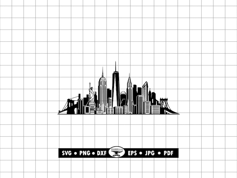New York City Skyline SVG DXF Png, NYC Silhouette Clipart (digital ...