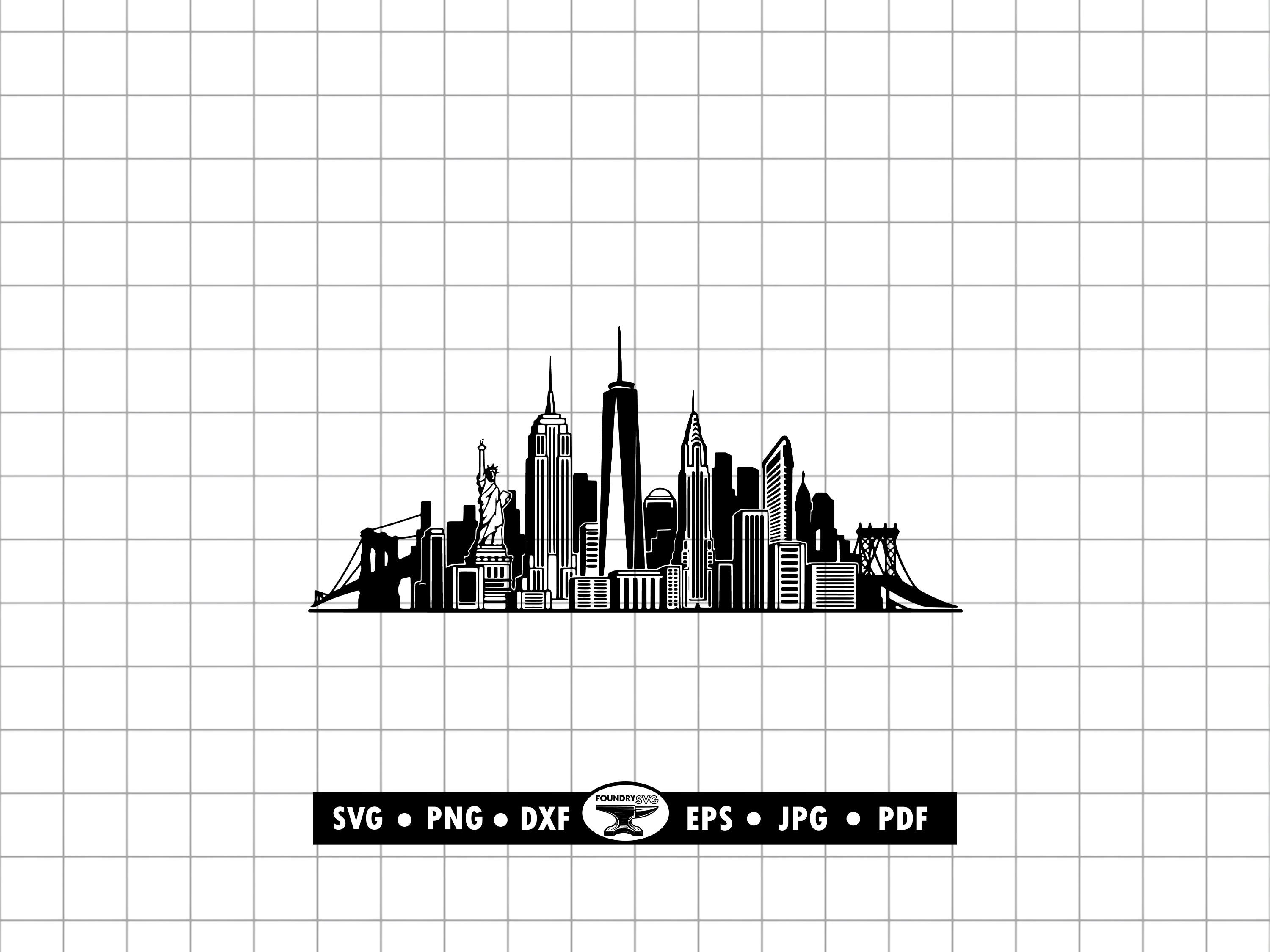 New York City Skyline SVG DXF Png, NYC Silhouette Clipart (digital ...