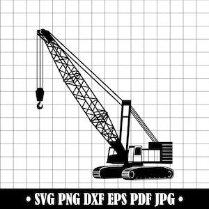 Crawler Crane SVG, Construction Vehicle Clipart (Digital Files)