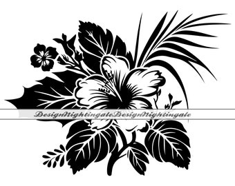 Hawaiian Flower SVG, Hibiscus SVG, Tropical Leaves SVG, Aloha Svg ...