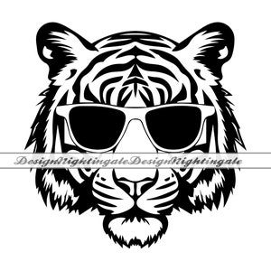 Tiger with Sunglasses SVG, Cool Tiger Svg, Tiger Clipart, Tiger Files For Cricut, Tiger Cut Files For Silhouette, Dxf, Png, Eps, Vector