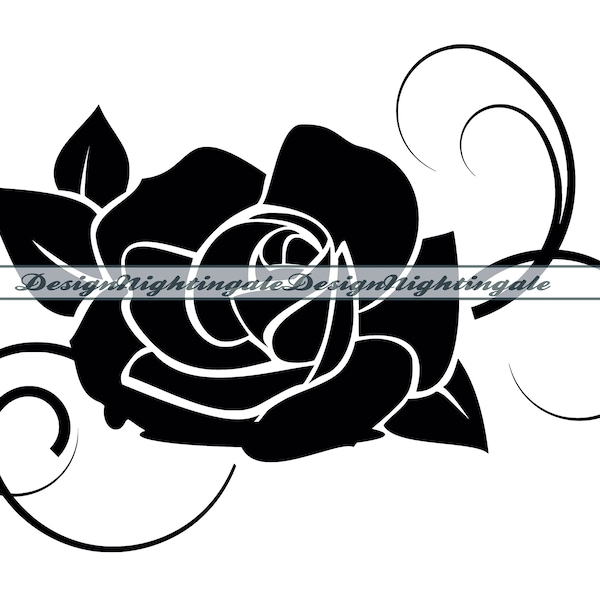 Rose #2 SVG, Flower SVG, Black Rose SVG, Rose Clipart, Rose Files For Cricut, Rose Cut Files For Silhouette, Dxf, Rose Png, Eps, Rose Vector